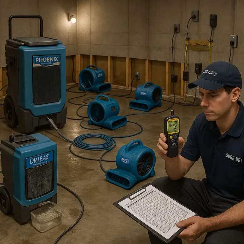 Structural Drying and Dehumidification process in Giddings, TX
